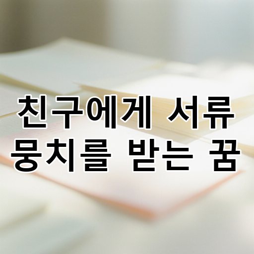친구에게 서류 뭉치를 받는 꿈 대표 이미지