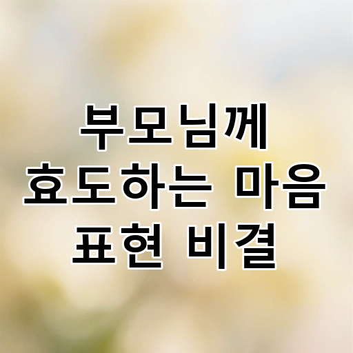 부모님께 효도하는 마음 표현 비결 대표 이미지