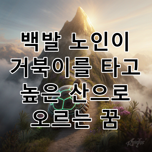 백발 노인이 거북이를 타고 높은 산으로 오르는 꿈 대표 이미지