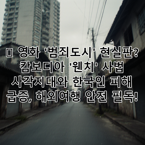 🚨 영화 '범죄도시' 현실판? 캄보디아 '웬치' 사법 사각지대와 한국인 피해 급증, 해외여행 안전 필독! 대표 이미지