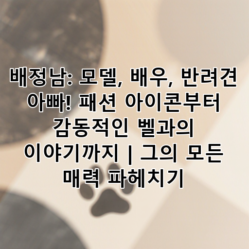 배정남: 모델, 배우, 반려견 아빠! 패션 아이콘부터 감동적인 벨과의 이야기까지 | 그의 모든 매력 파헤치기 대표 이미지