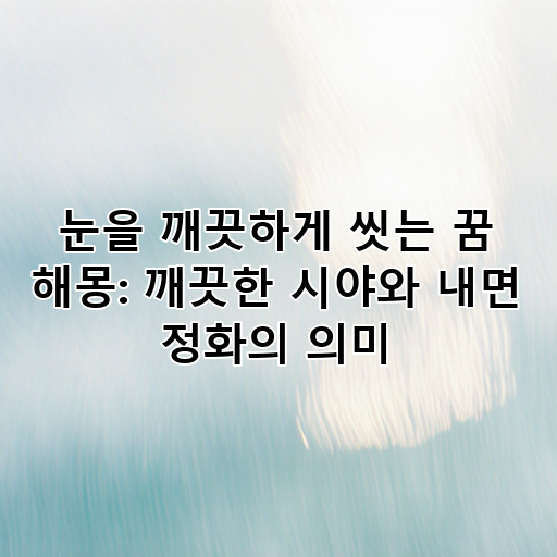 눈을 깨끗하게 씻는 꿈 해몽: 깨끗한 시야와 내면 정화의 의미 대표 이미지