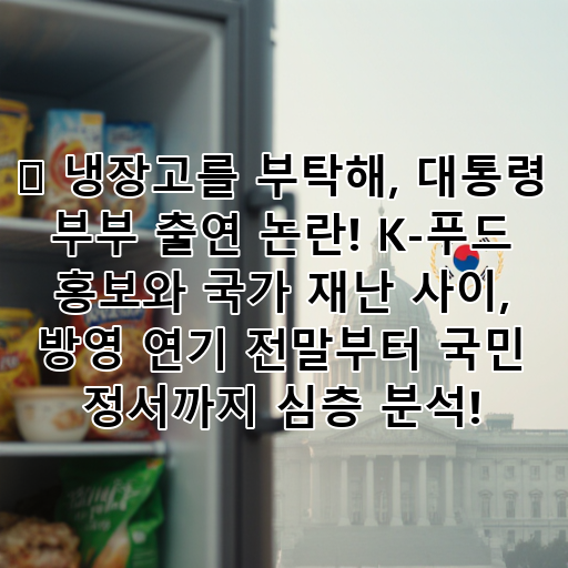 🚨 냉장고를 부탁해, 대통령 부부 출연 논란! K-푸드 홍보와 국가 재난 사이, 방영 연기 전말부터 국민 정서까지 심층 분석! 대표 이미지