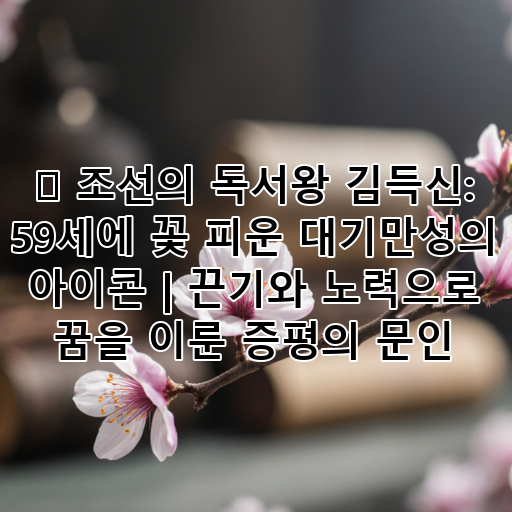📚 조선의 독서왕 김득신: 59세에 꽃 피운 대기만성의 아이콘 | 끈기와 노력으로 꿈을 이룬 증평의 문인 대표 이미지