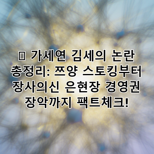 ⚡ 가세연 김세의 논란 총정리: 쯔양 스토킹부터 장사의신 은현장 경영권 장악까지 팩트체크! 대표 이미지